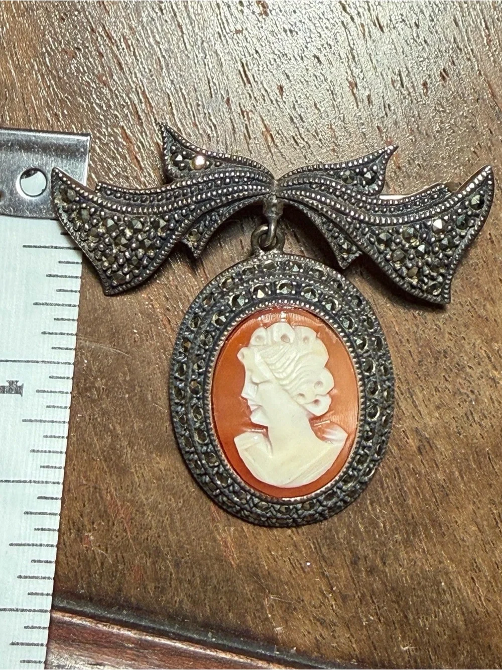 Vintage Sterling Silver Cameo Brooch